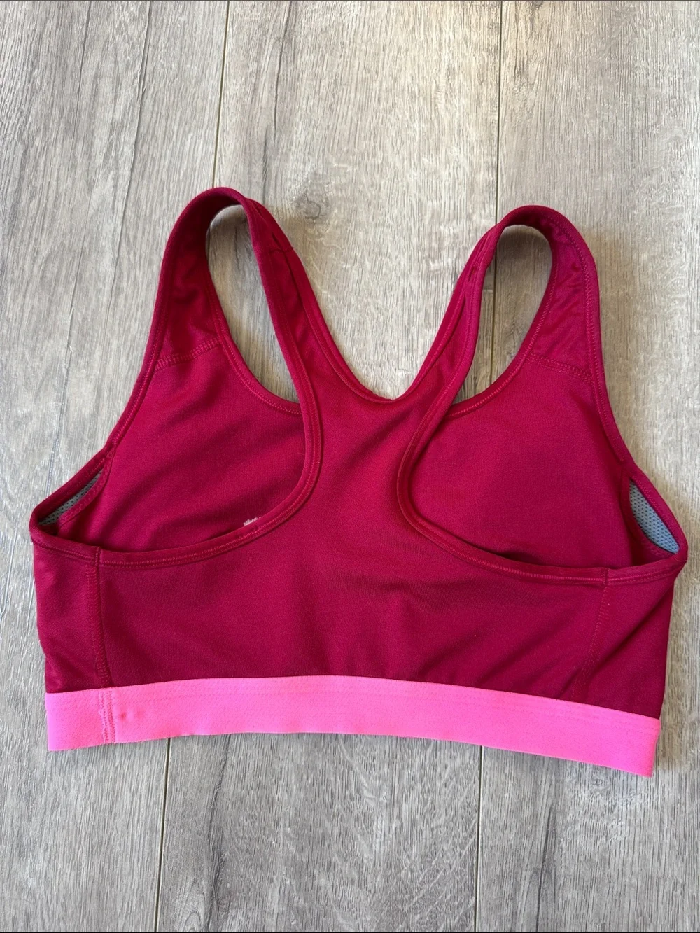 Nike Dri-FIT Racerback Medium Support Sports Bra Pink Burgundy Size L